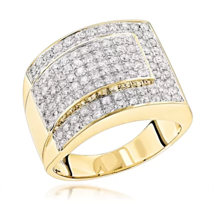 Men's Two Carat Diamond 14K Yellow Gold Ring by Luxurman Gold