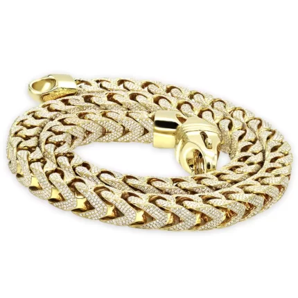 Real Diamond Hip Hop Jewelry Solid 10K Yellow Gold Iced Out Franco Chain for Men