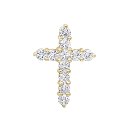 14K Yellow Gold Round Diamond Cross Pendant 1.65ct