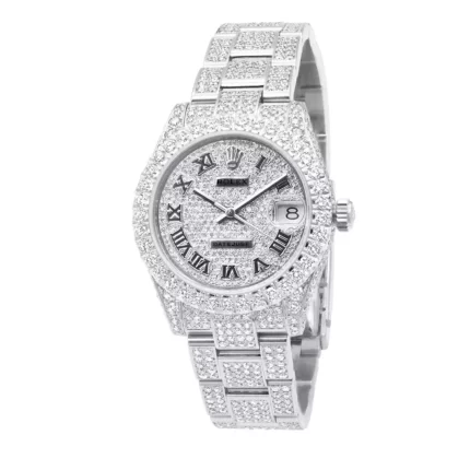 Iced-Out Ladies Diamond Rolex Datejust Watch 31mm 12ct