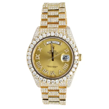 Iced Out 18K Gold Rolex Day-Date Presidential Diamond Watch for Men 40mm