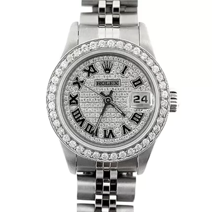 Rolex Datejust Iced Out Diamond Watch for Women Stainless Steel 2.5ct