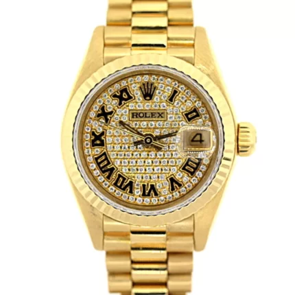 18K Gold Rolex Presidential Datejust Diamond Watch for Women 2ct