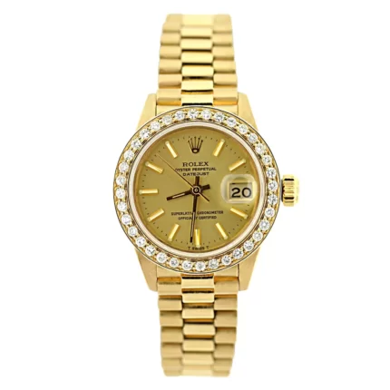 18K Gold Rolex Presidential Datejust Ladies Diamond Watch 1.2ct