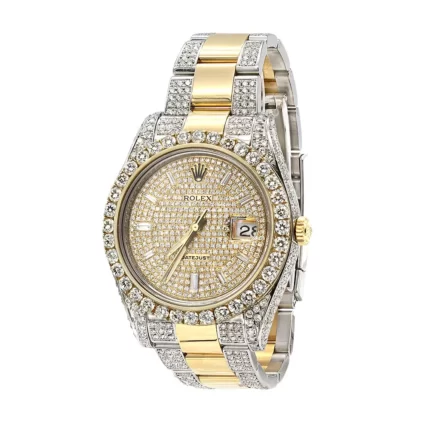 Iced Out Two Tone Rolex Datejust II Men's Diamond Watch 18K Gold & Stainless Steel 41mm