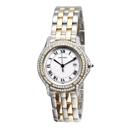 Cartier Cougar Panthere Diamond Watch for Women & Men 18K Gold 1.5ct 33mm