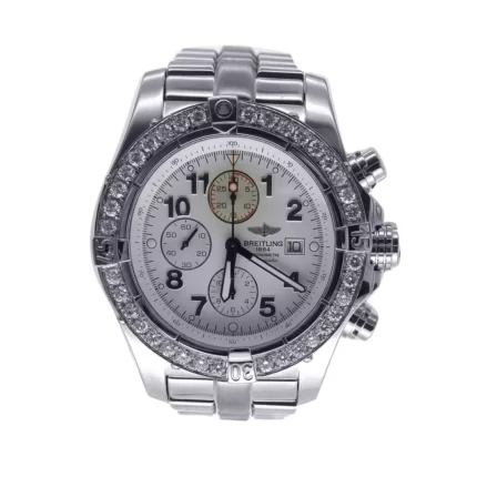 Men's Diamond Watch Breitling Super Avenger 48,5 mm White Dial