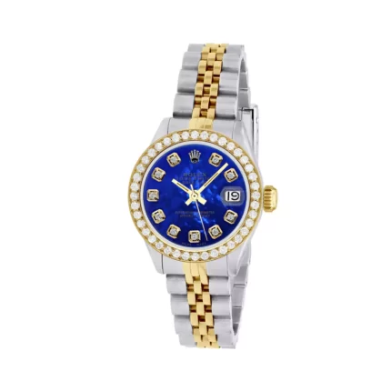 Women's Diamond Watch Rolex Datejust Gold 26 mm Blue Dial W00326
