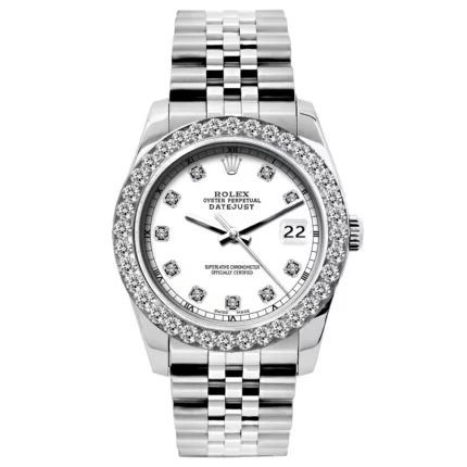Women's Diamond Watch Rolex Oyster Perpetual Datejust 26 mm White Dial Jubilee Bracelet