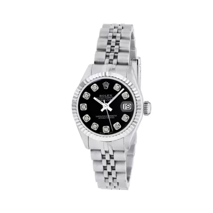 Women's Diamond Watch Rolex Datejust 26 mm Black Dial W00412