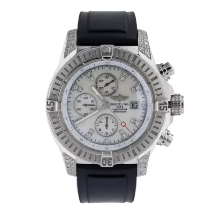 Men's Diamond Watch Breitling Super Avenger 42 mm White Dial