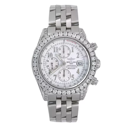 Men's Diamond Watch Breitling Chronomat Evolution 44 mm White Dial W00619