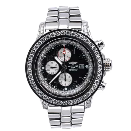 Men's Diamond Watch Breitling Super Avenger 48 mm Black Dial