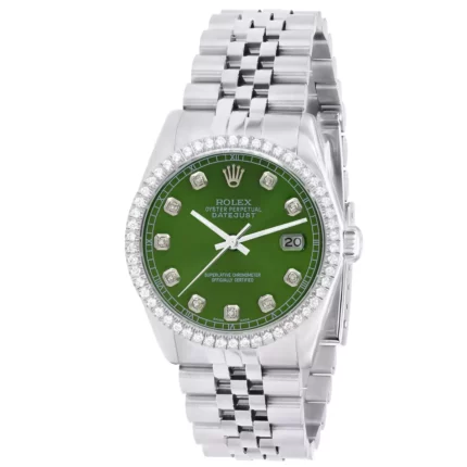 Men's Diamond Watch Rolex Datejust 36 mm Jubilee Bracelet Green Dial W00945