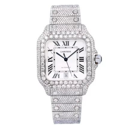 Men's Diamond Watch Cartier Santos de Cartier 40 mm White Dial